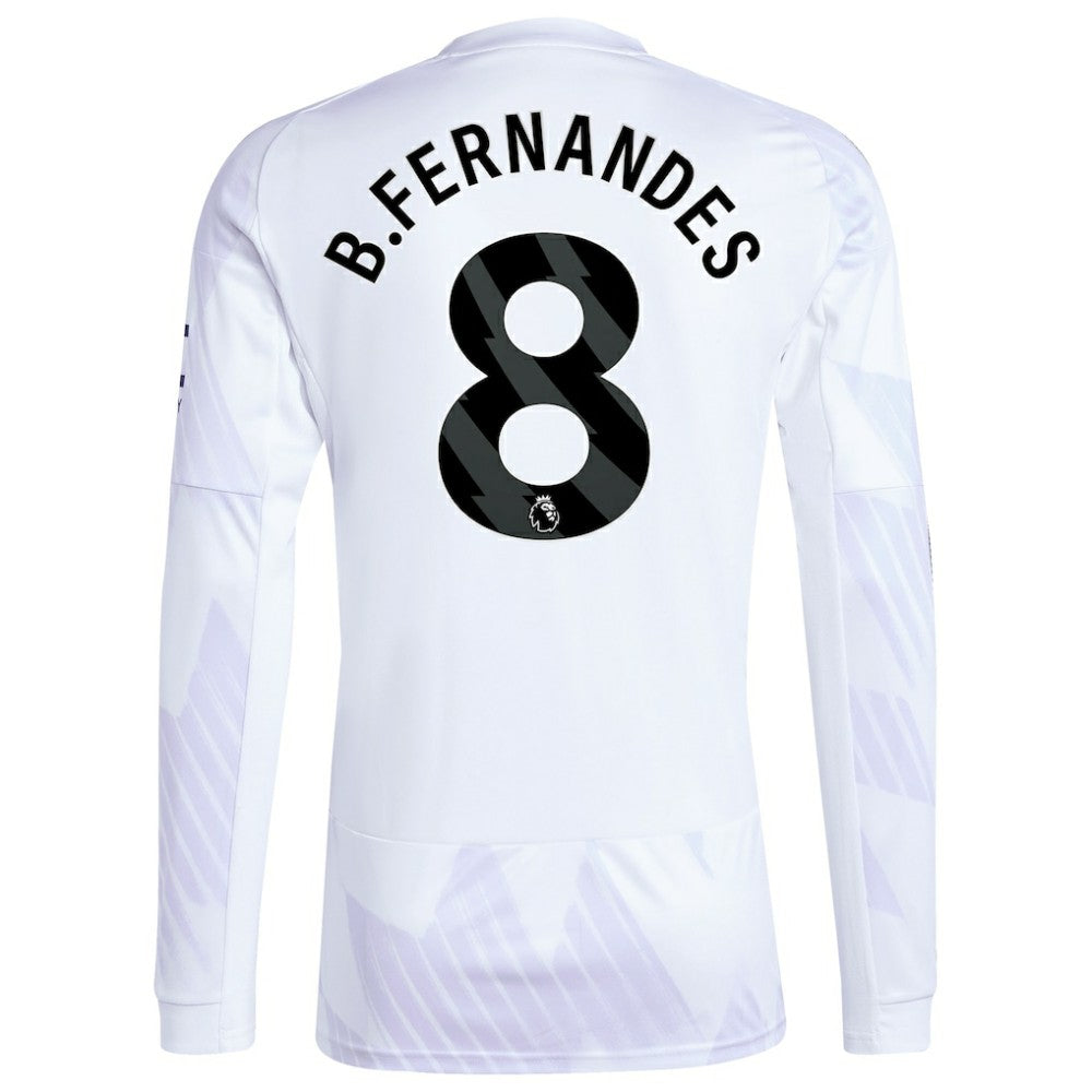 Adidas - Bruno Fernandes Manchester United 2025/26 Away Replica Long Sleeve Player Jersey - White