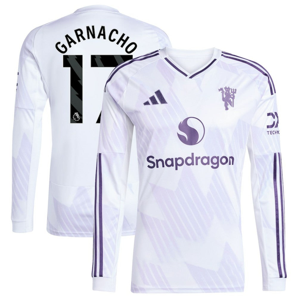 Adidas - Alejandro Garnacho Manchester United 2025/26 Away Replica Long Sleeve Player Jersey - White