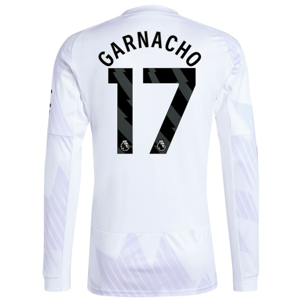 Adidas - Alejandro Garnacho Manchester United 2025/26 Away Replica Long Sleeve Player Jersey - White
