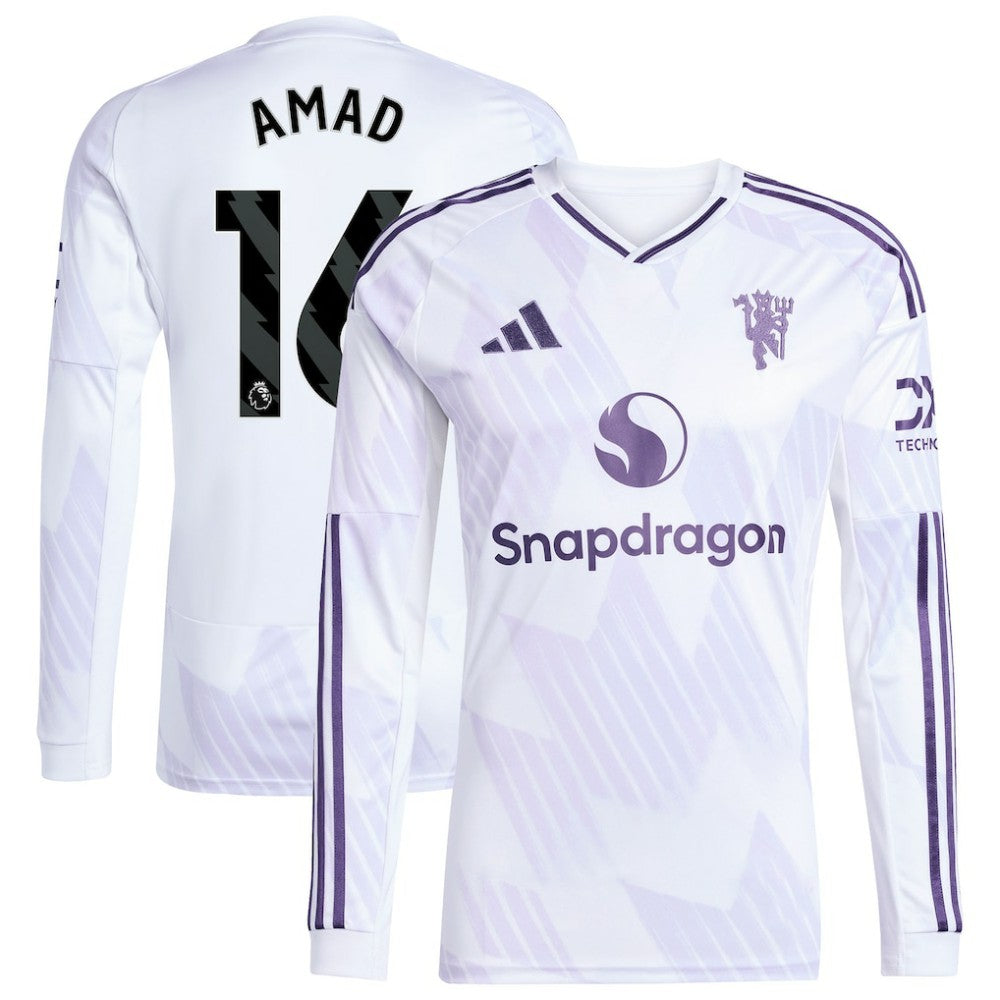 Adidas - Amad Diallo Manchester United 2025/26 Away Replica Long Sleeve Player Jersey - White