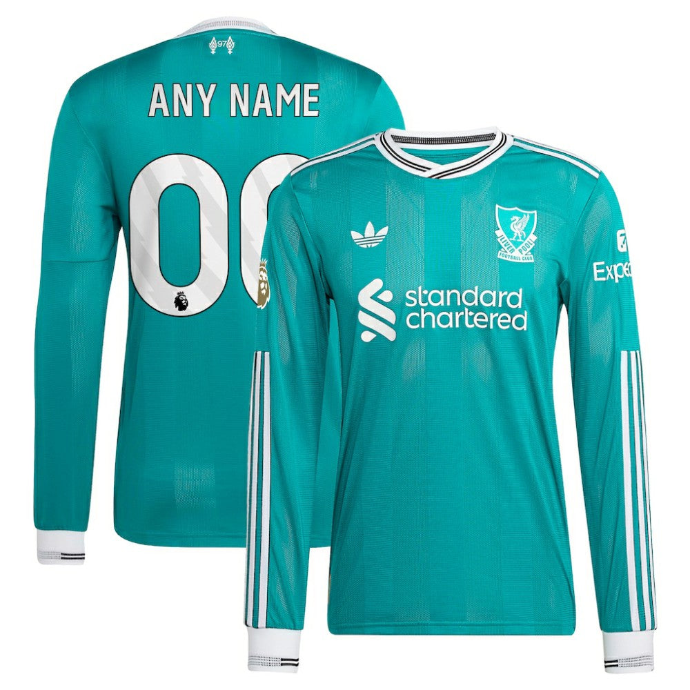 Adidas - Liverpool 2025/26 Third Long Sleeve Custom Jersey - Green