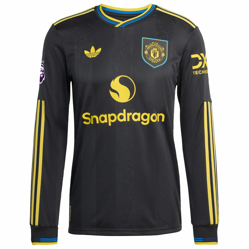 Adidas - Manchester United 2025/26 Third Long Sleeve Custom Jersey - Black