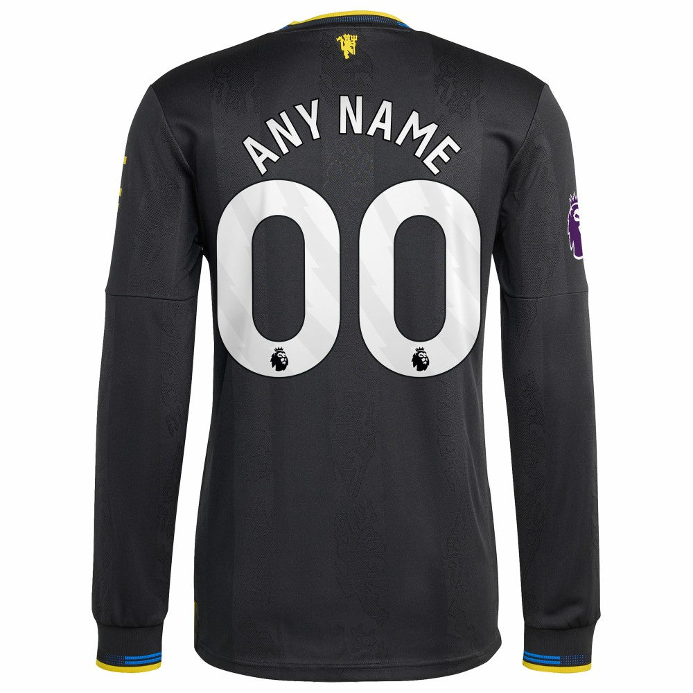 Adidas - Manchester United 2025/26 Third Long Sleeve Custom Jersey - Black