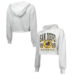 San Diego Padres Majestic Threads Women's Cropped Have A Field Day Tri-Blend Hoodie Near Me