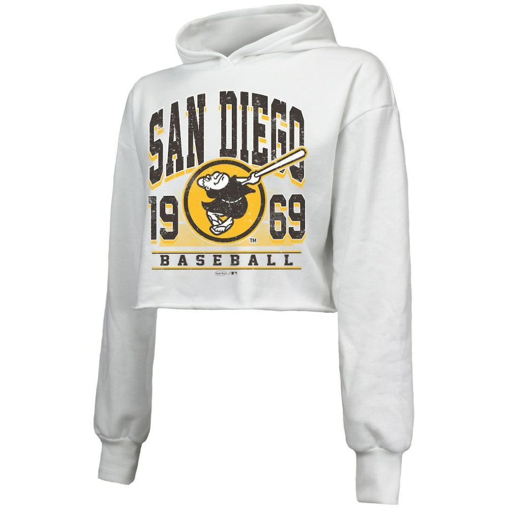 San Diego Padres Majestic Threads Women's Cropped Have A Field Day Tri-Blend Hoodie Near Me