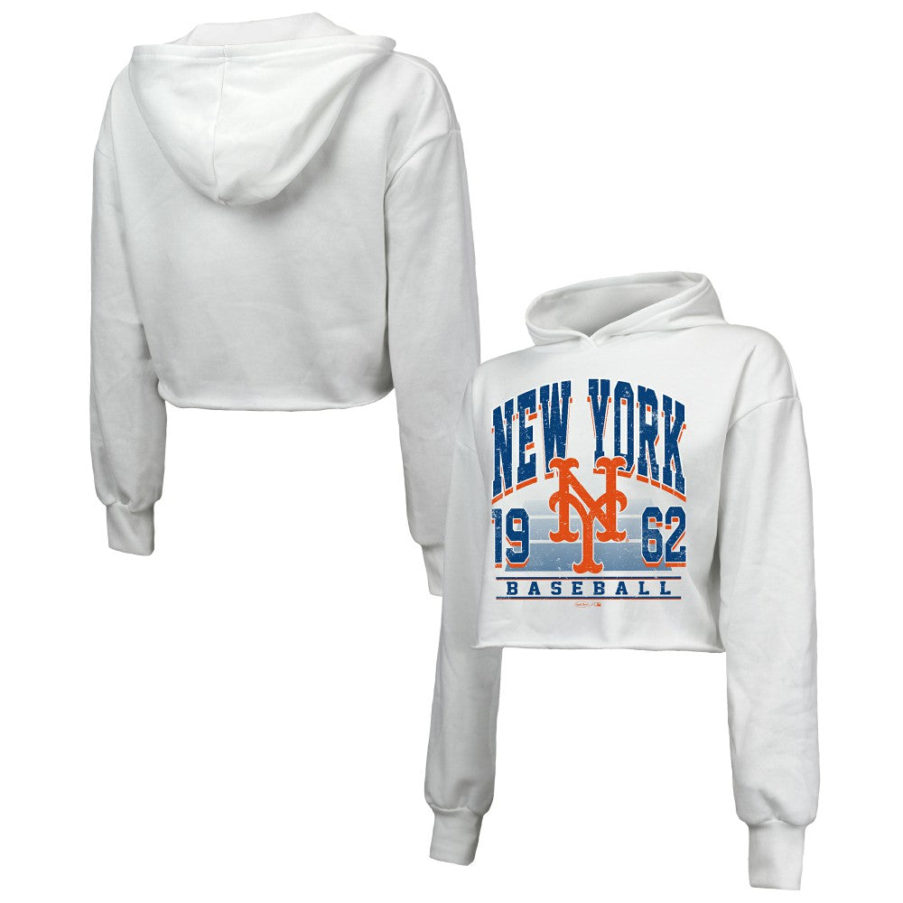 New York Mets Majestic Threads Women's Cropped Have A Field Day Tri-Blend Hoodie Outlet