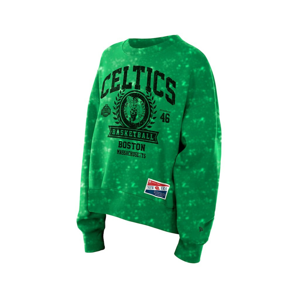 New Era Boston Celtics Women's Throwback Collection Mineral Wash Crewneck Sweatshirt Kelly Green