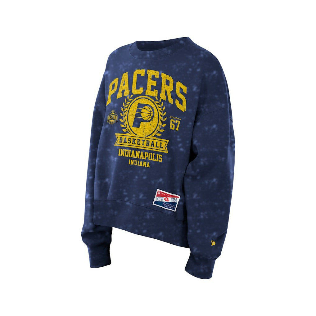 New Era Indiana Pacers Women's Throwback Collection Mineral Wash Crewneck Sweatshirt Navy