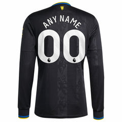 Adidas - Manchester United 2025/26 Third Replica Long Sleeve Custom Jersey - Black