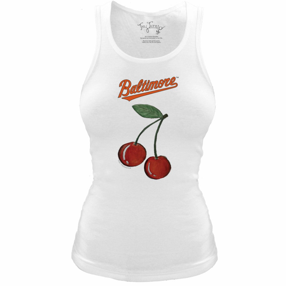 Baltimore Orioles Tiny Turnip Women's Fitted Cherries Tri-Blend Tank Top for sale