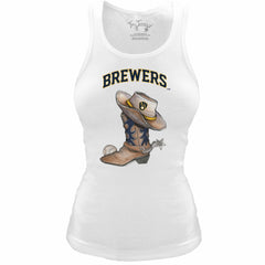 Milwaukee Brewers Tiny Turnip Women's Fitted Vintage Cowboy Boot Tri-Blend Tank Top Sale