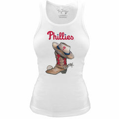 Philadelphia Phillies Tiny Turnip Women's Fitted Vintage Cowboy Boot Tri-Blend Tank Top Online