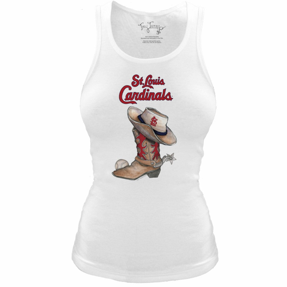 St. Louis Cardinals Tiny Turnip Women's Fitted Vintage Cowboy Boot Tri-Blend Tank Top Sale