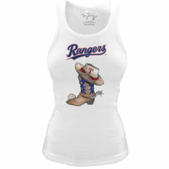 Texas Rangers Tiny Turnip Women's Fitted Vintage Cowboy Boot Tri-Blend Tank Top for sale