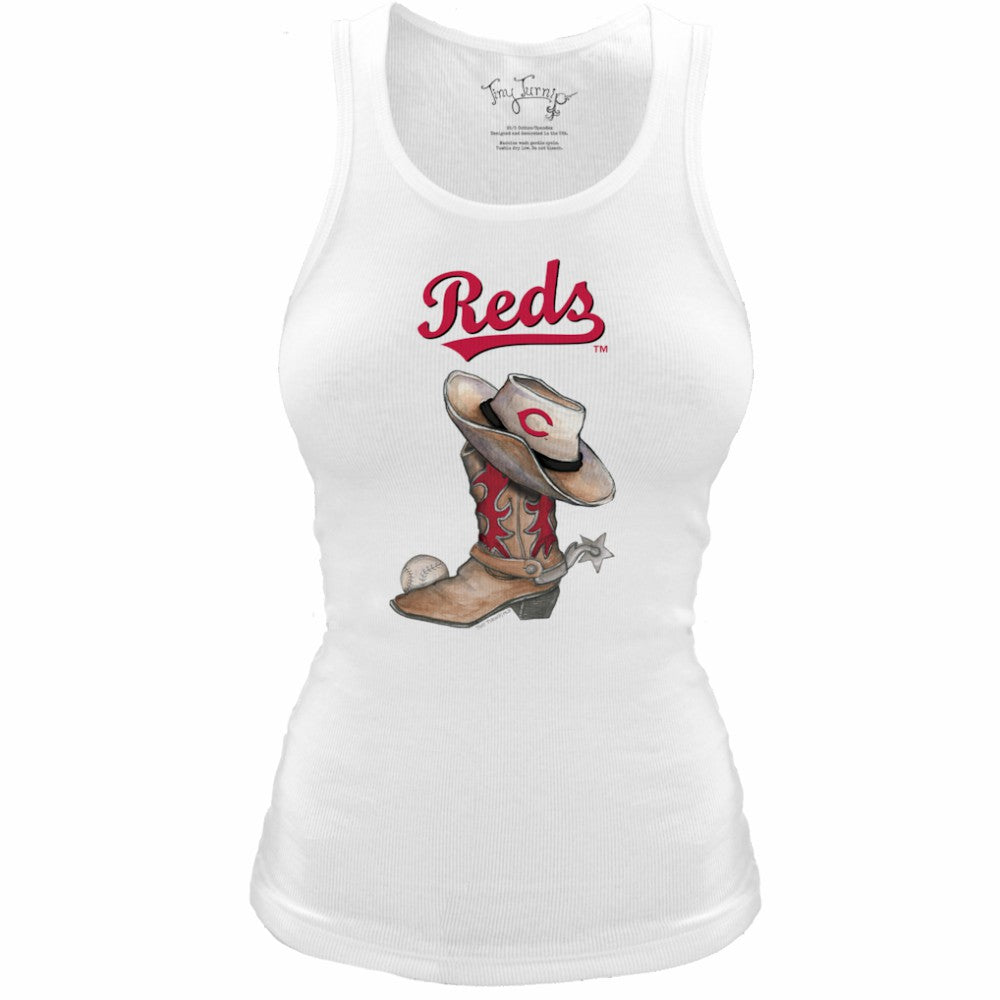 Cincinnati Reds Tiny Turnip Women's Fitted Vintage Cowboy Boot Tri-Blend Tank Top Outlet