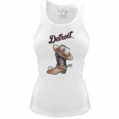 Detroit Tigers Tiny Turnip Women's Fitted Vintage Cowboy Boot Tri-Blend Tank Top Near Me