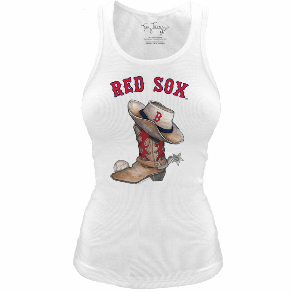 Boston Red Sox Tiny Turnip Women's Fitted Vintage Cowboy Boot Tri-Blend Tank Top Outlet