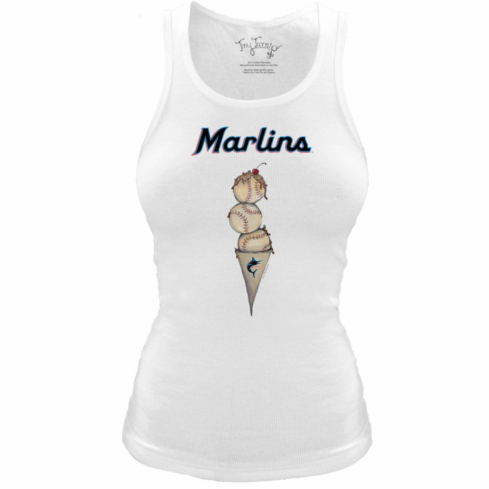 Miami Marlins Tiny Turnip Women's Fitted Triple Scoop Tri-Blend Tank Top Outlet