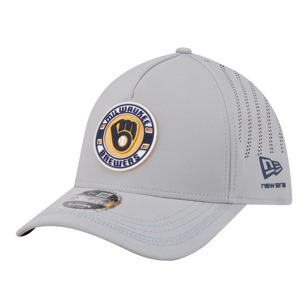 Milwaukee Brewers New Era Patch 39THIRTY A-Frame M-Crown Perforated Flex Hat Outlet