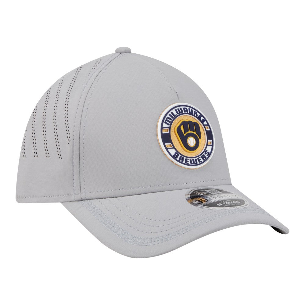 Milwaukee Brewers New Era Patch 39THIRTY A-Frame M-Crown Perforated Flex Hat Outlet