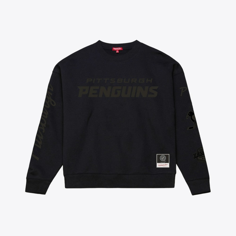 Pittsburgh Penguins Mitchell & Ness Unisex Phantom Fleece Crew Neck Sweatshirt - Black | NHL discount