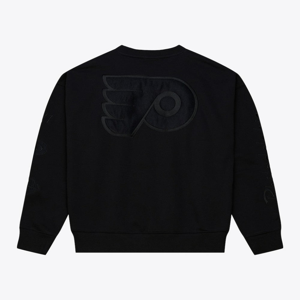 Philadelphia Flyers Mitchell & Ness Unisex Phantom Fleece Crew Neck Sweatshirt - Black | NHL Clearance