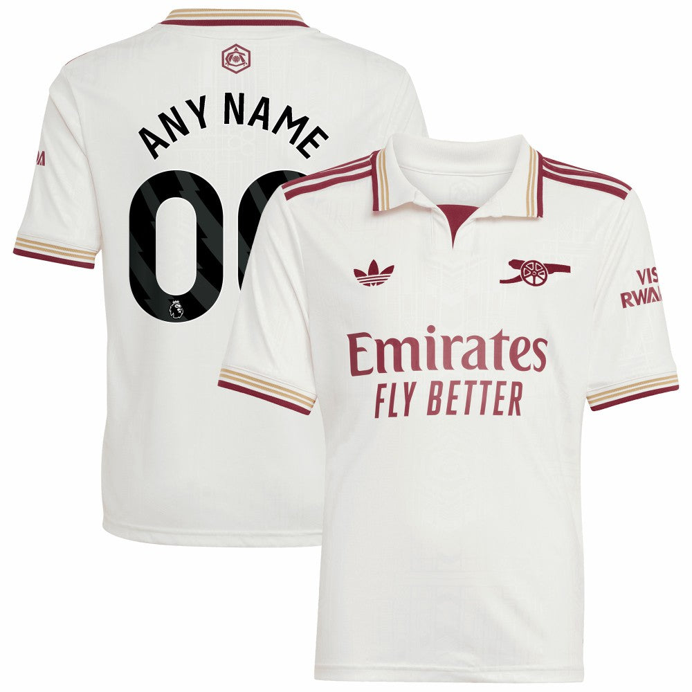 Adidas - Arsenal Youth 2025/26 Third Replica Custom Jersey - White