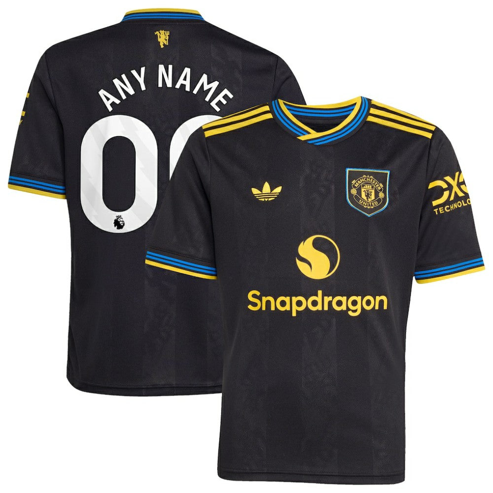 Adidas - Manchester United Youth 2025/26 Third Replica Custom Jersey - Black