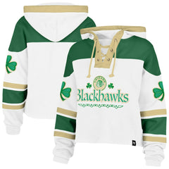 Chicago Blackhawks '47 Women's McLucky Cropped Lacer Hoodie - White | 47 brand discount