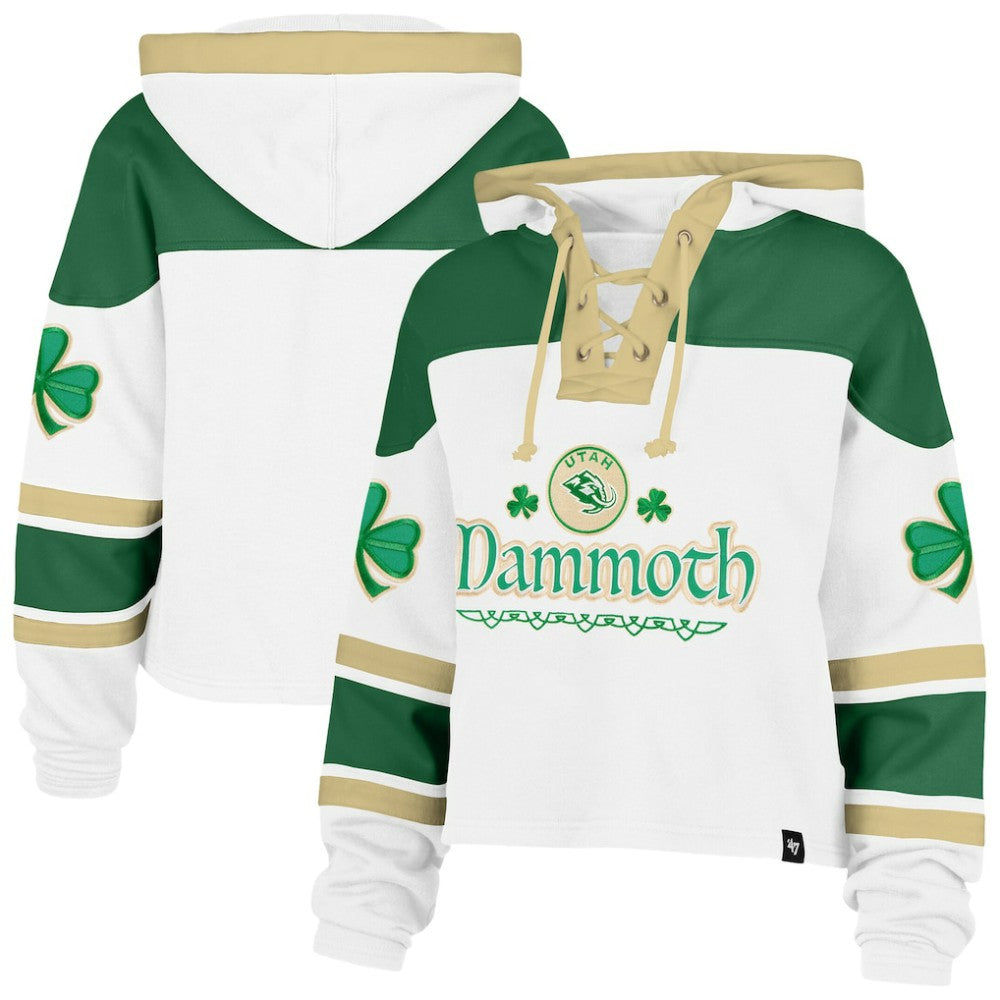 Utah Mammoth '47 Women's McLucky Cropped Lacer Hoodie - White | 47 brand sale