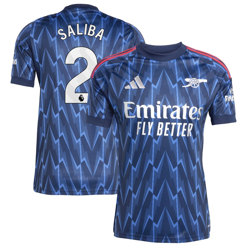 Adidas - William Saliba Arsenal 2025/26 Away Replica Player Jersey - Blue