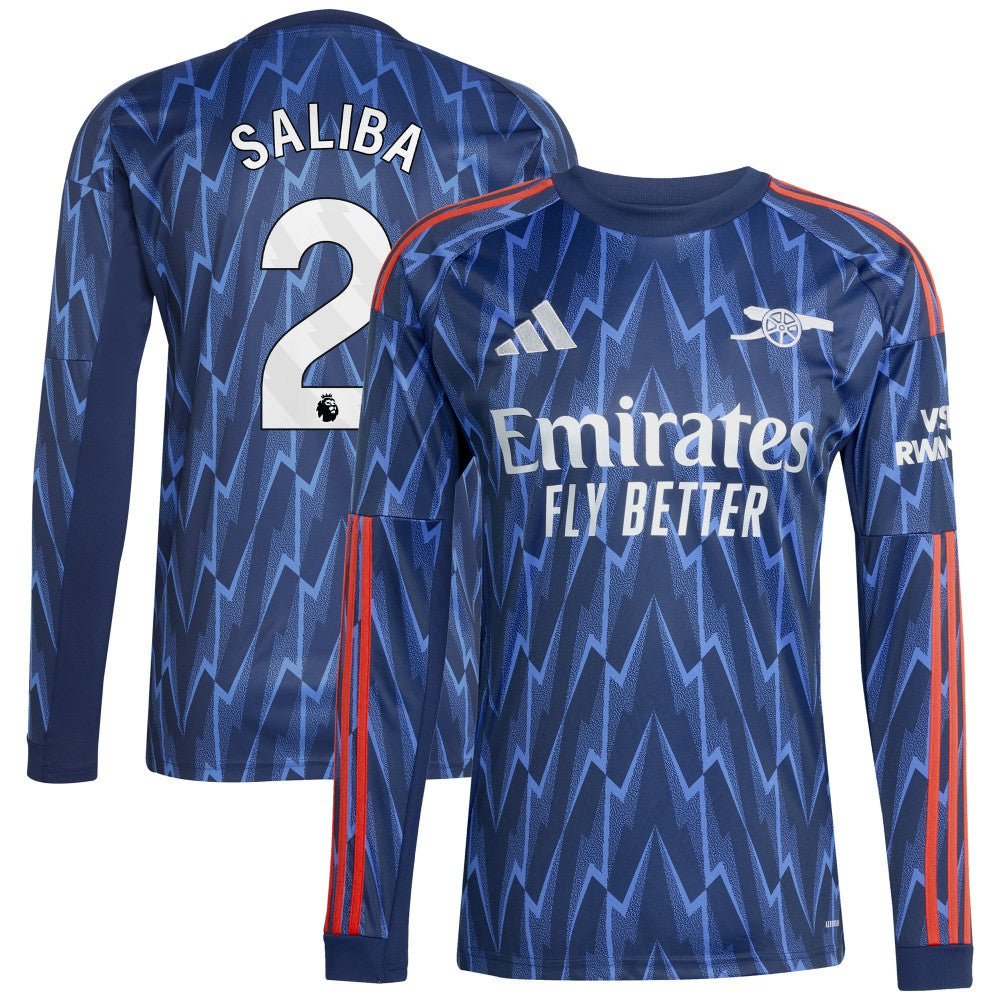 Adidas - William Saliba Arsenal 2025/26 Away Replica Long Sleeve Player Jersey - Blue