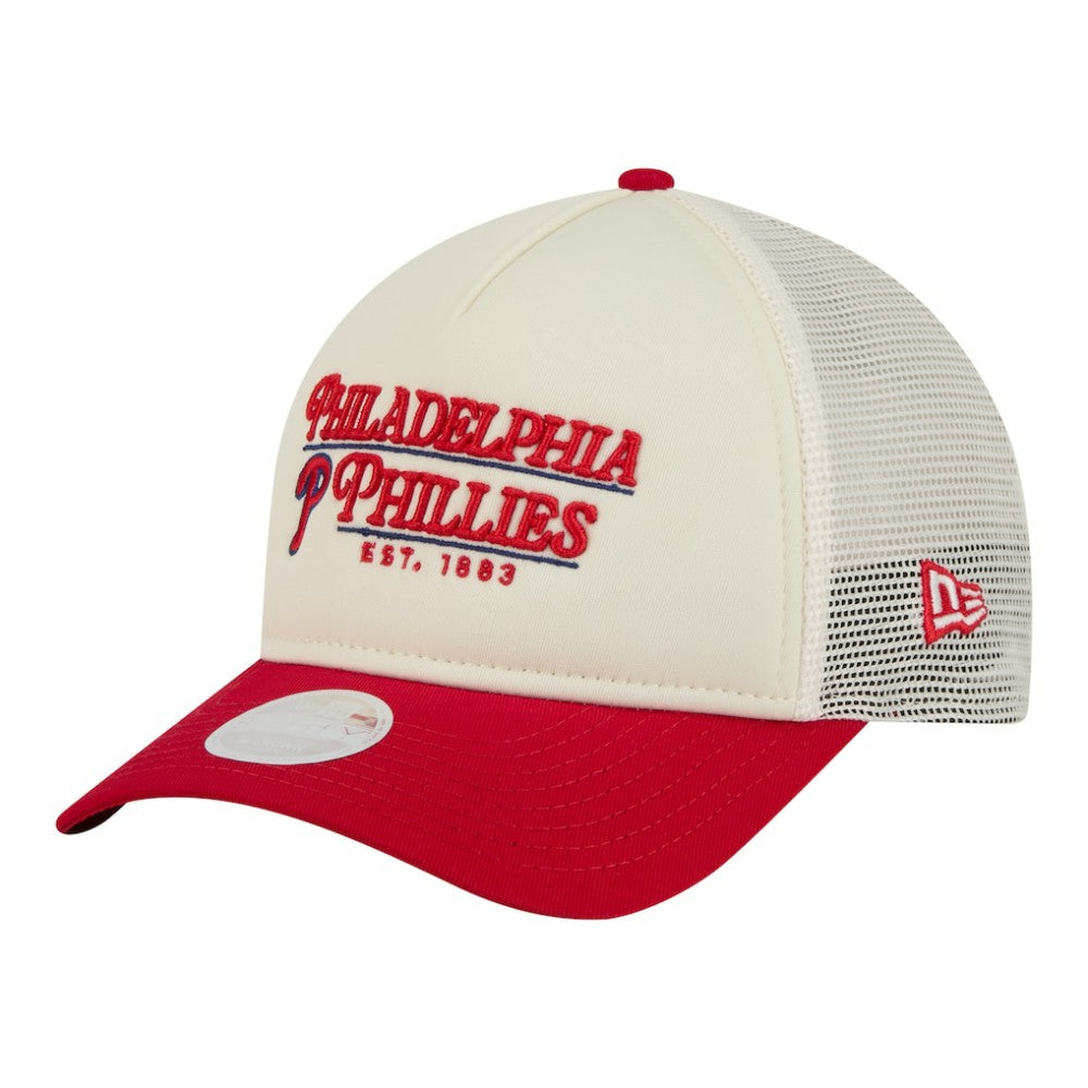 Philadelphia Phillies New Era Women's Retro 9FORTY M-Crown A-Frame Trucker Adjustable Hat for sale