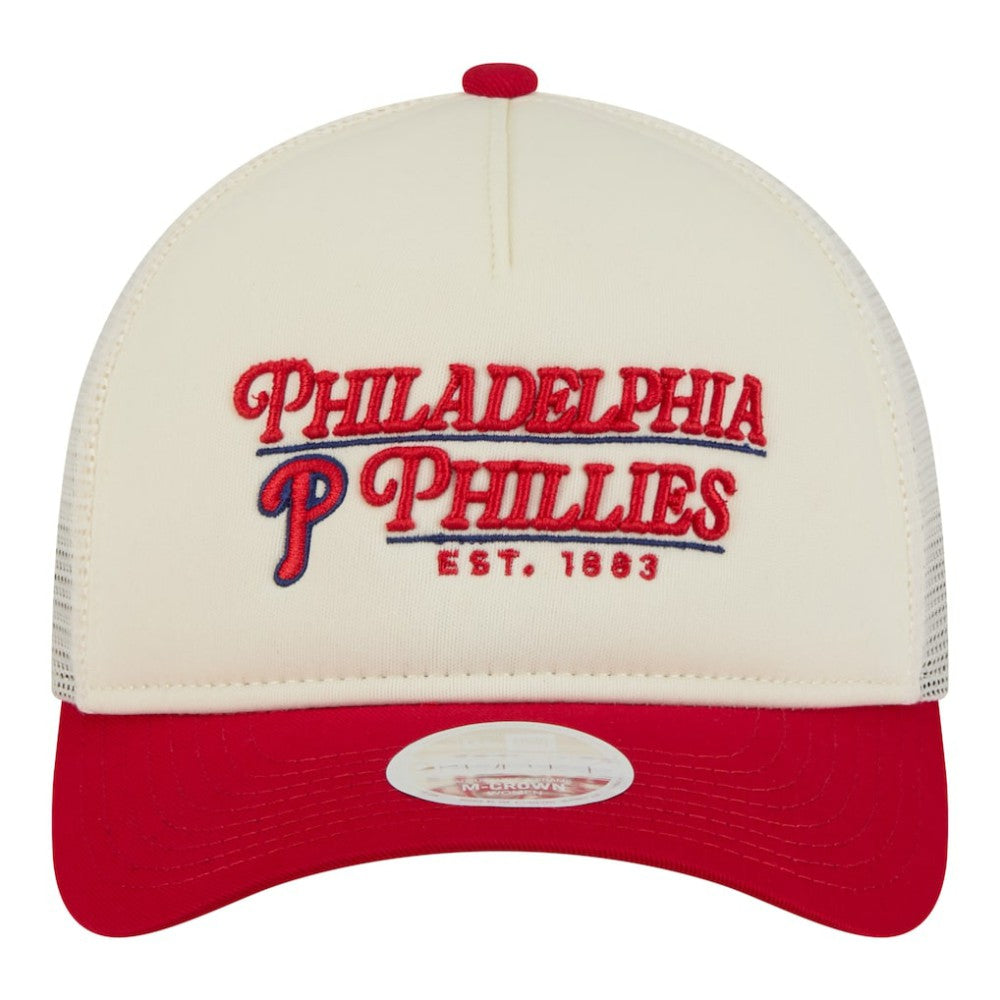 Philadelphia Phillies New Era Women's Retro 9FORTY M-Crown A-Frame Trucker Adjustable Hat for sale