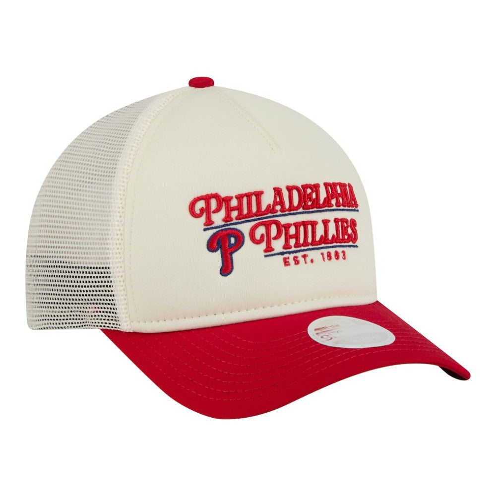 Philadelphia Phillies New Era Women's Retro 9FORTY M-Crown A-Frame Trucker Adjustable Hat for sale