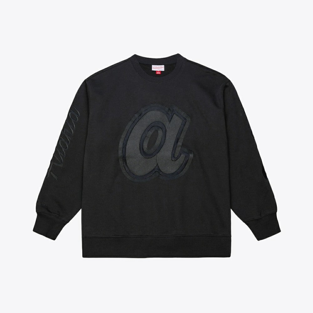 Atlanta Braves Mitchell & Ness Phantom Fleece Crewneck Sweatshirt Outlet