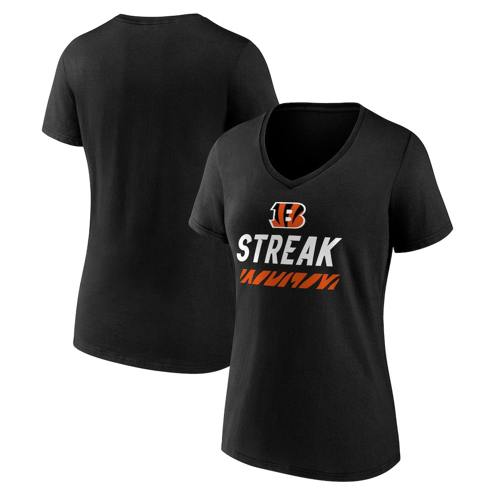 Cincinnati Bengals Women's Streak V-Neck T-Shirt - Black - NFL