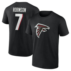 Bijan Robinson Atlanta Falcons Icon Name & Number T-Shirt - Black - NFL