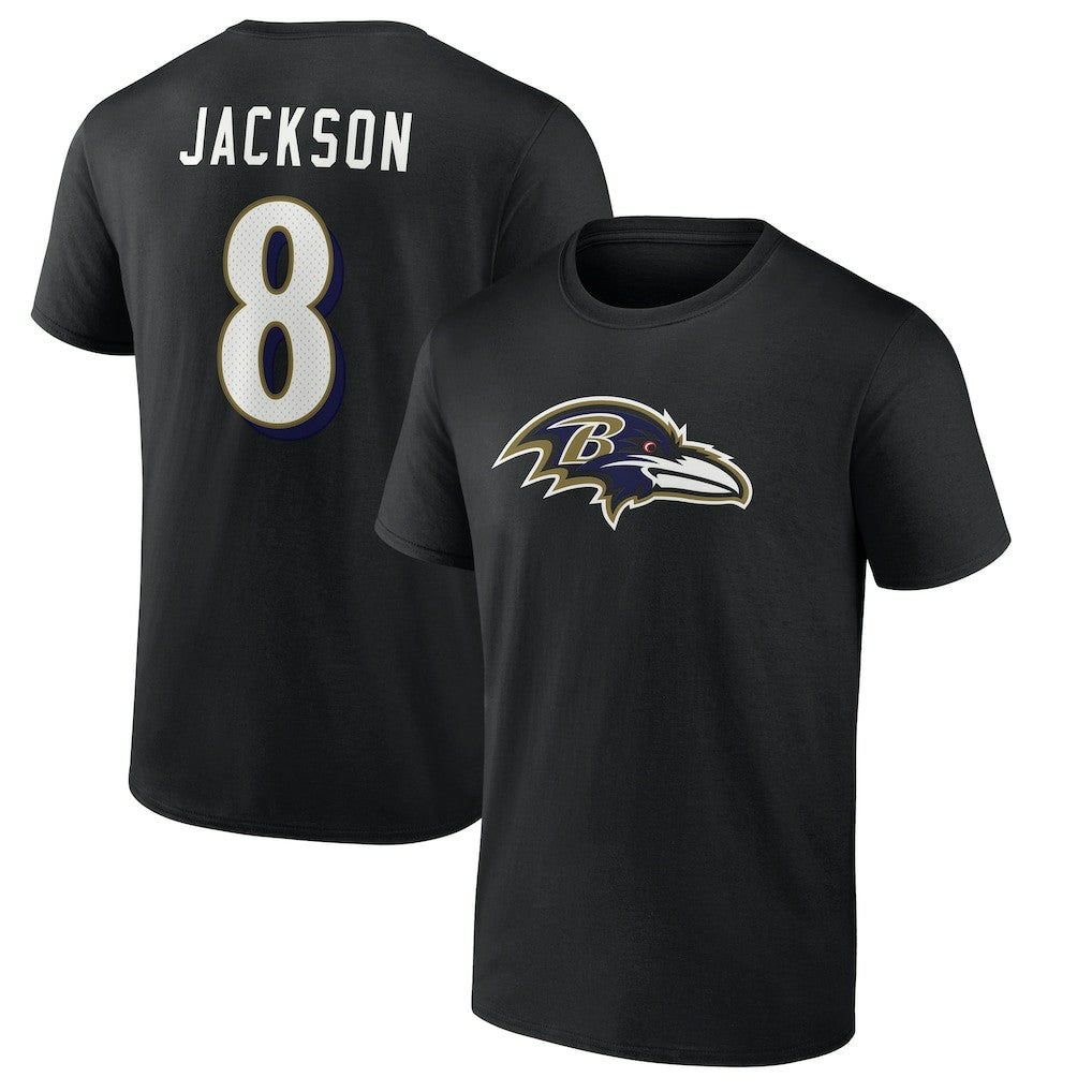 Lamar Jackson Baltimore Ravens Icon Name & Number T-Shirt - Black - NFL