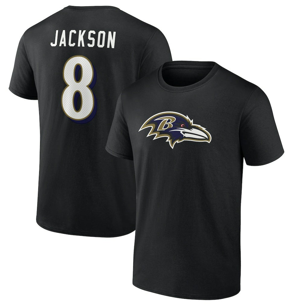 Lamar Jackson Baltimore Ravens Icon Name & Number T-Shirt - Black - NFL
