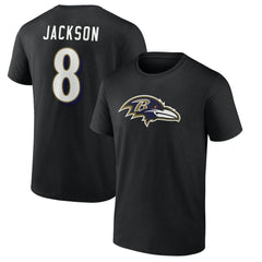 Lamar Jackson Baltimore Ravens Icon Name & Number T-Shirt - Black - NFL