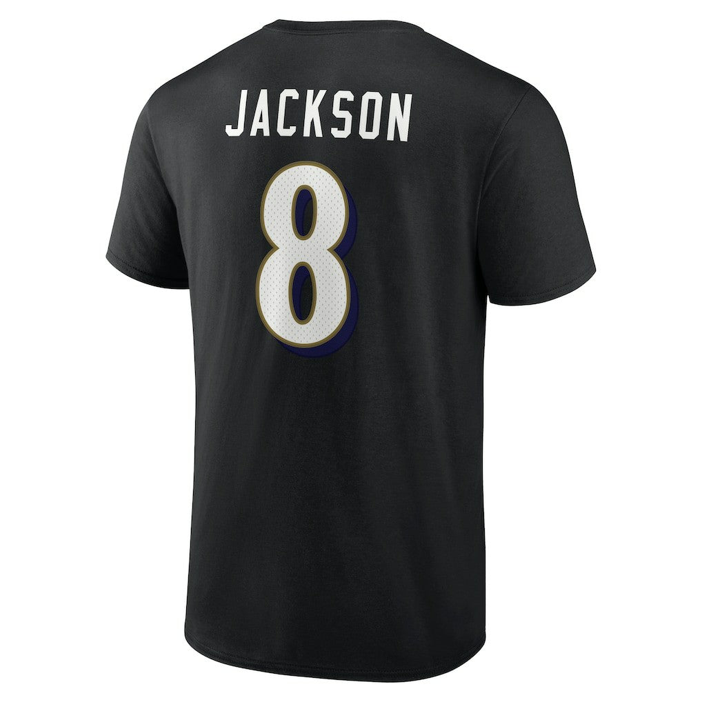 Lamar Jackson Baltimore Ravens Icon Name & Number T-Shirt - Black - NFL