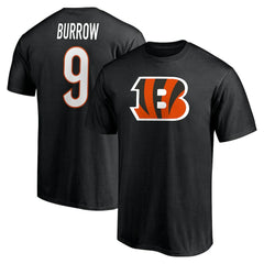 Joe Burrow Cincinnati Bengals Icon Name & Number T-Shirt - Black - NFL
