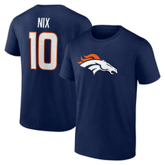 Bo Nix Denver Broncos Icon Name & Number T-Shirt - Navy - NFL