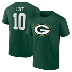 Jordan Love Green Bay Packers Icon Name & Number T-Shirt - Green - NFL