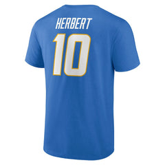 Justin Herbert Los Angeles Chargers Icon Name & Number T-Shirt - Powder Blue - NFL