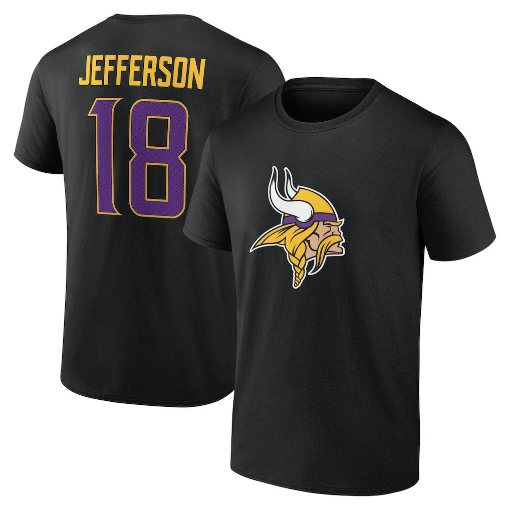 Justin Jefferson Minnesota Vikings Icon Name & Number T-Shirt - Black - NFL