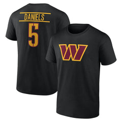 Jayden Daniels Washington Commanders Icon Name & Number T-Shirt - Black - NFL