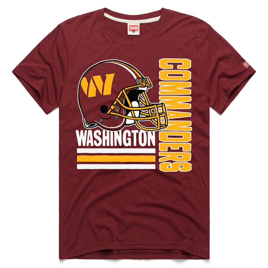 Washington Commanders Homage Helmet Stripe Tri-Blend T-Shirt - Burgundy - NFL
