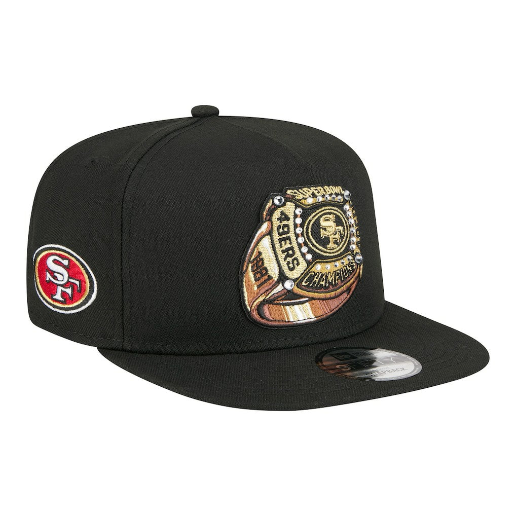 San Francisco 49ers New Era Super Bowl Ring 9FIFTY A-Frame Adjustable Hat - Black - NFL
